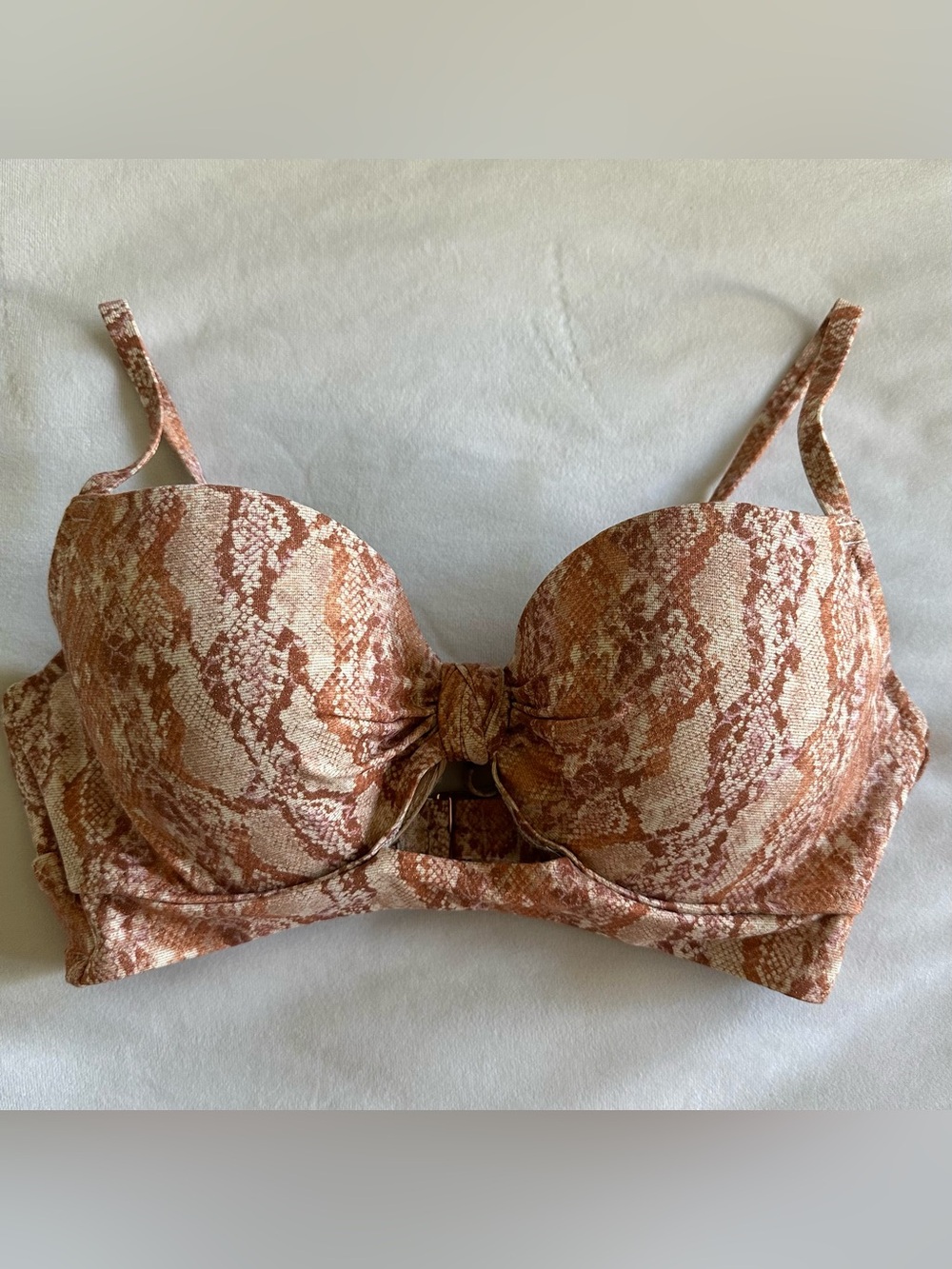 shade & shore copper snake print lightly padded bikini top / sz 36C